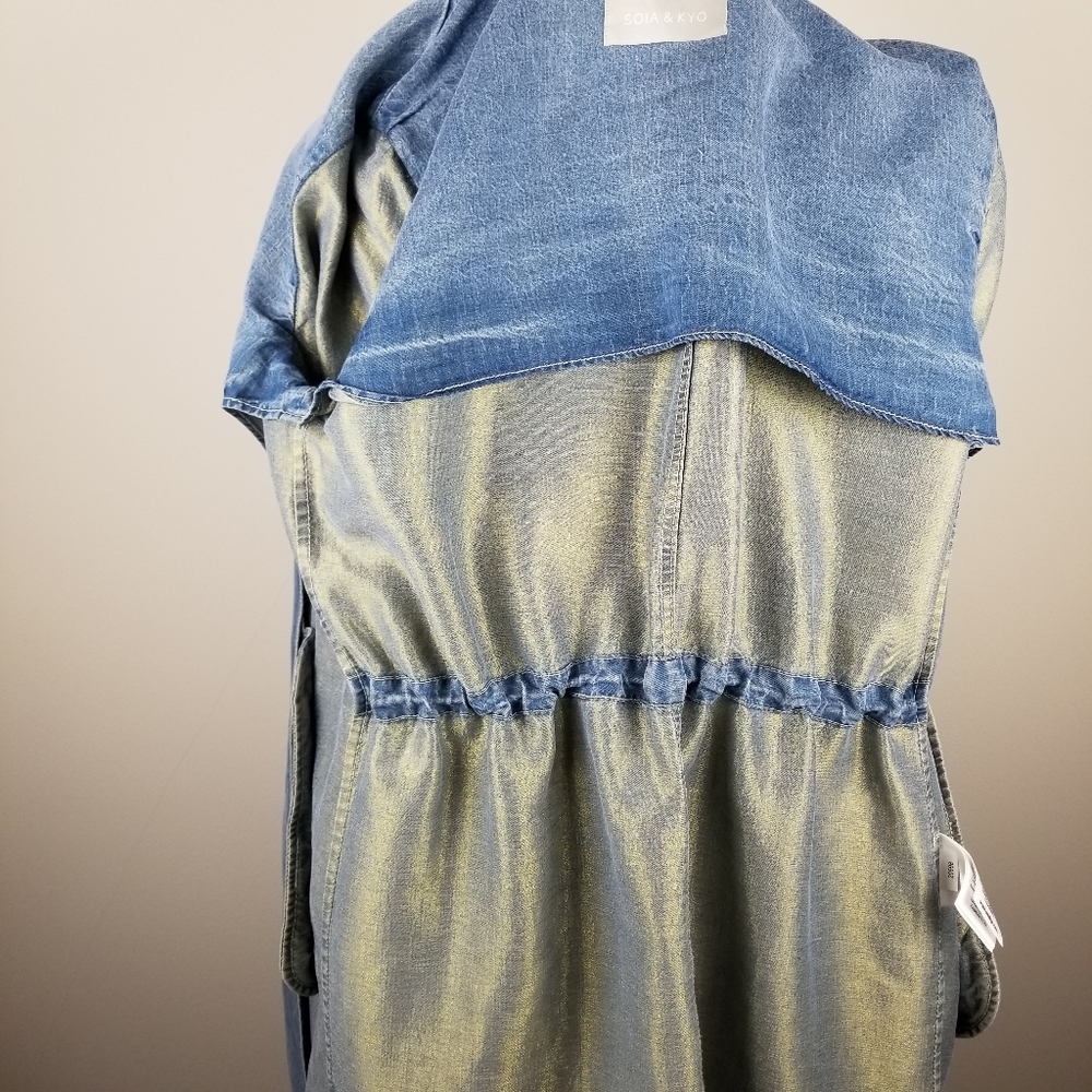 SOIA & KYO Stefie Denim Jacket w/Draped Collar-S - Picture 9 of 11